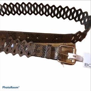 BCBG Brown Faux Snakeskin Lattice Belt NWT Misses sz M